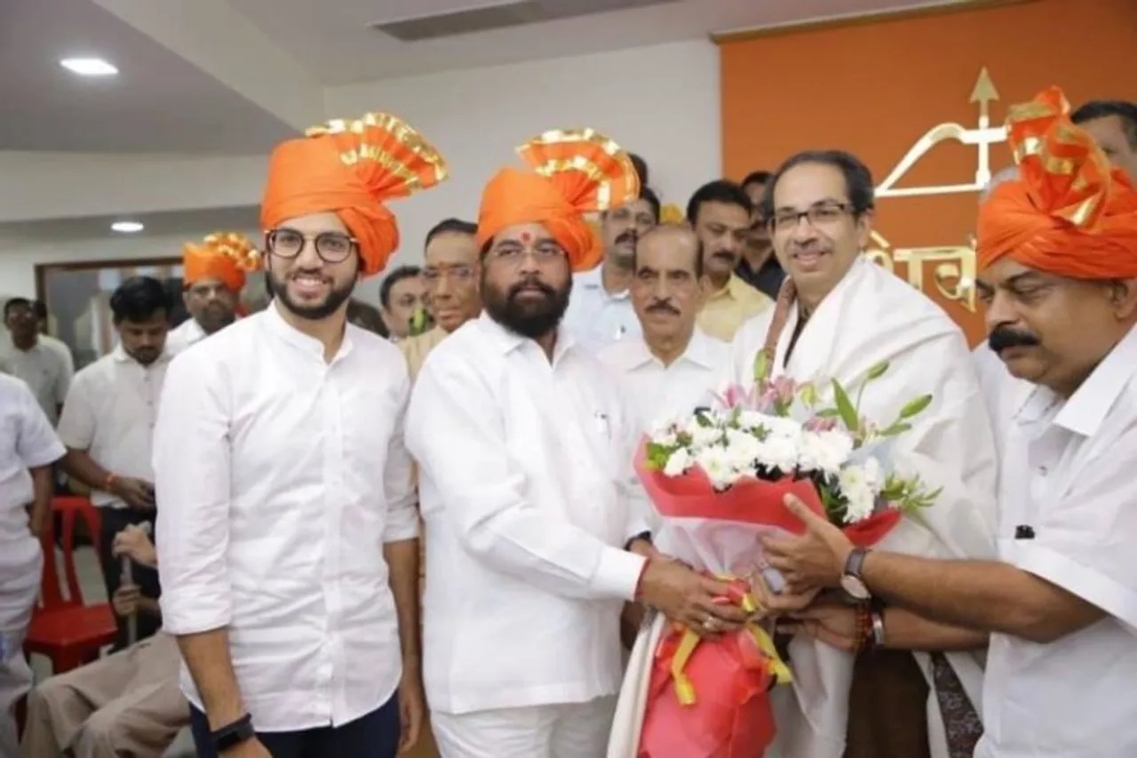 (Left to Right) Shiv Sena Members, Aditya Thackeray, Eknath Shinde, Udhav Thackeray ( File Photo)