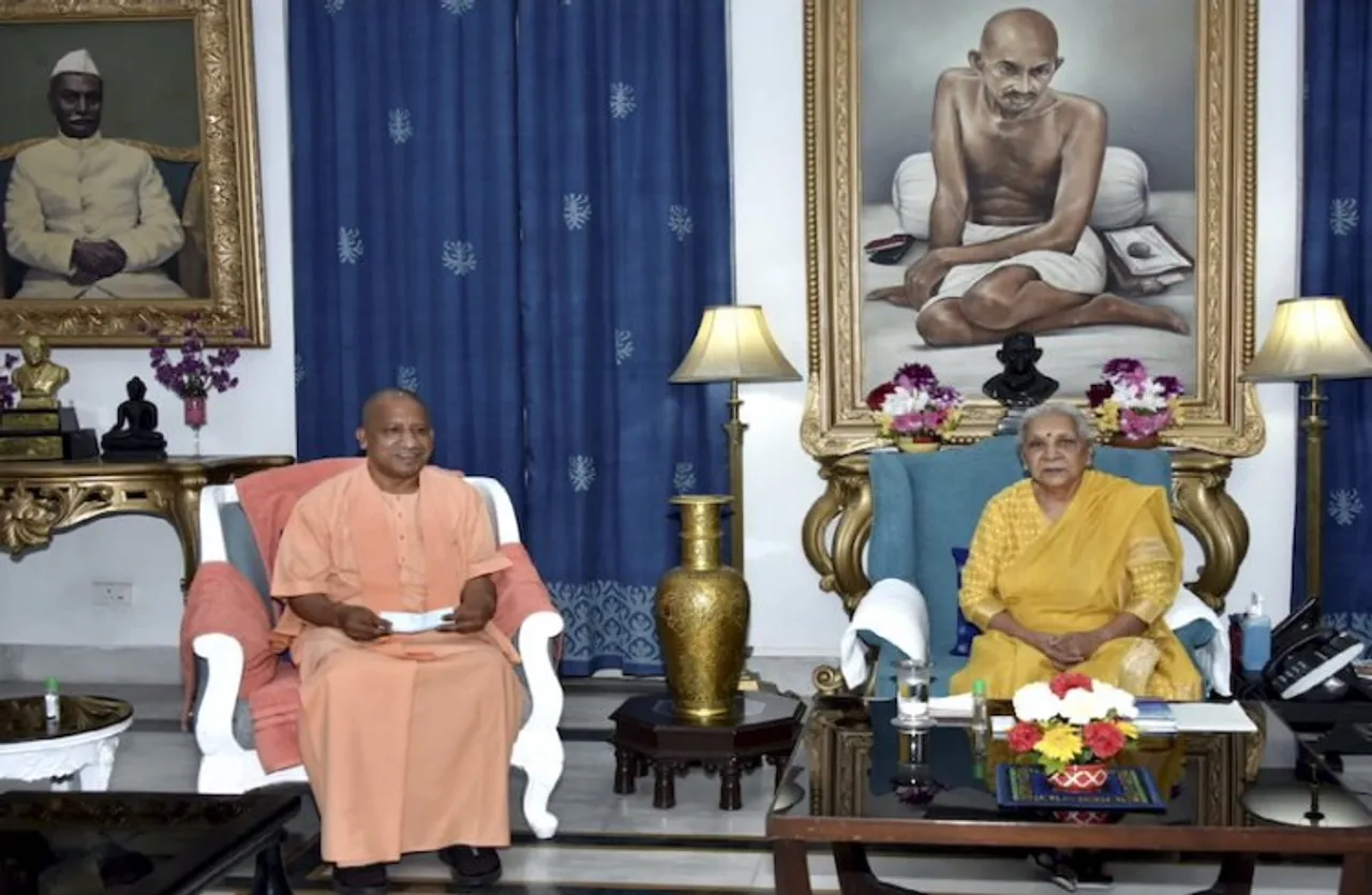 UP CM-designate Yogi Adityanath with Governer Anandiben Patel