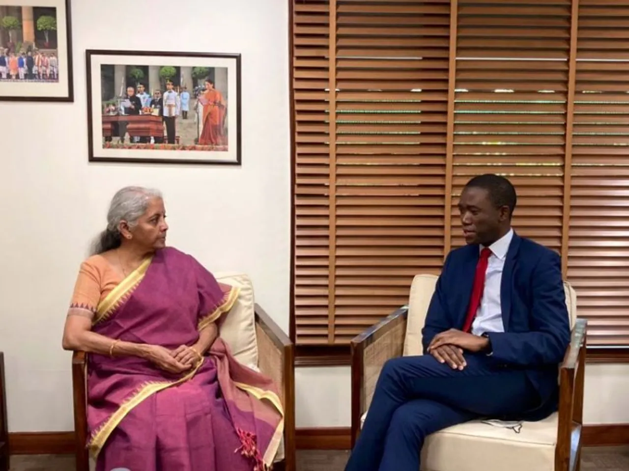 Union Finance Minister Nirmala Sitharaman met Mr. Wally Adeyemo, Deputy Treasury Secretary, USA, in New Delhi. The two sides exchanged views on global economic and financial sector issues. 