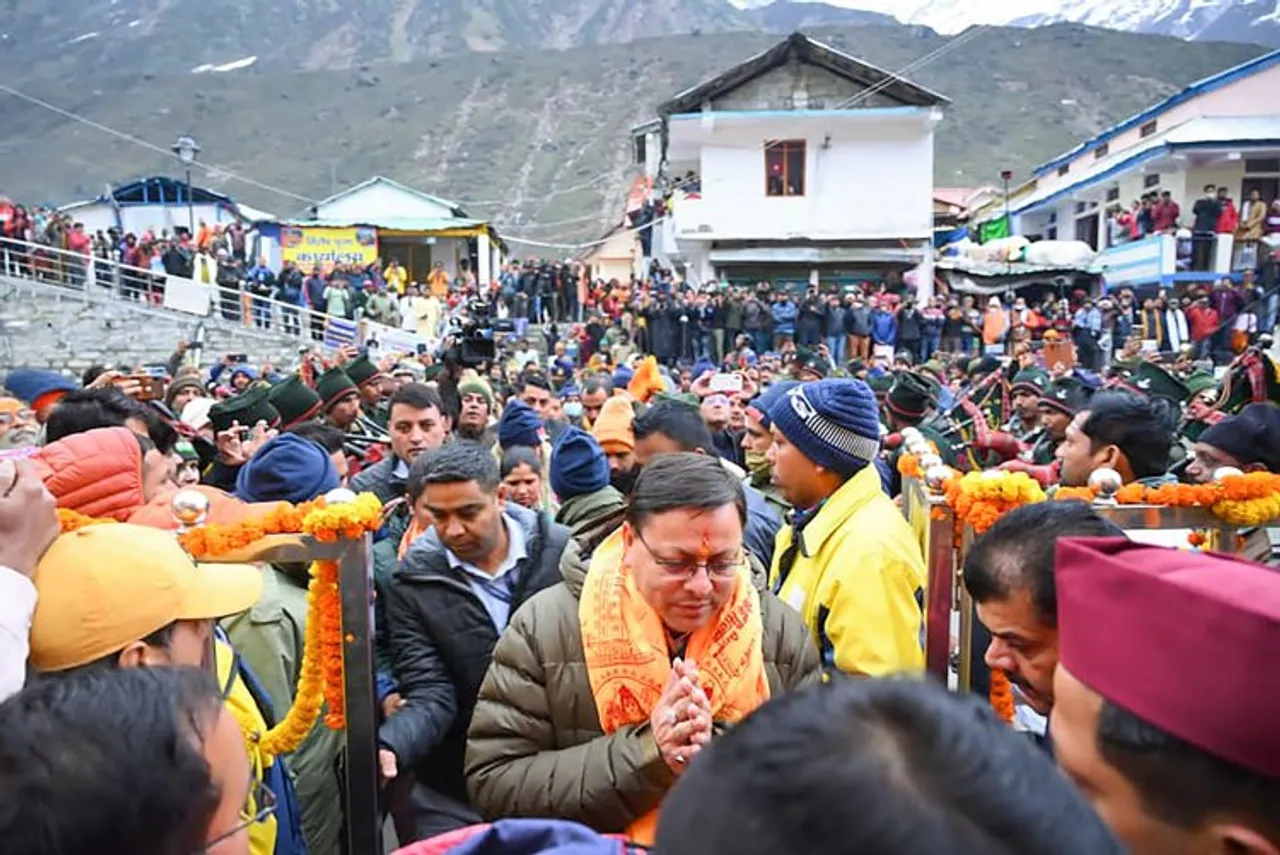 Uttarakhand CM Dhami at Kedarnath Temple (File photo)