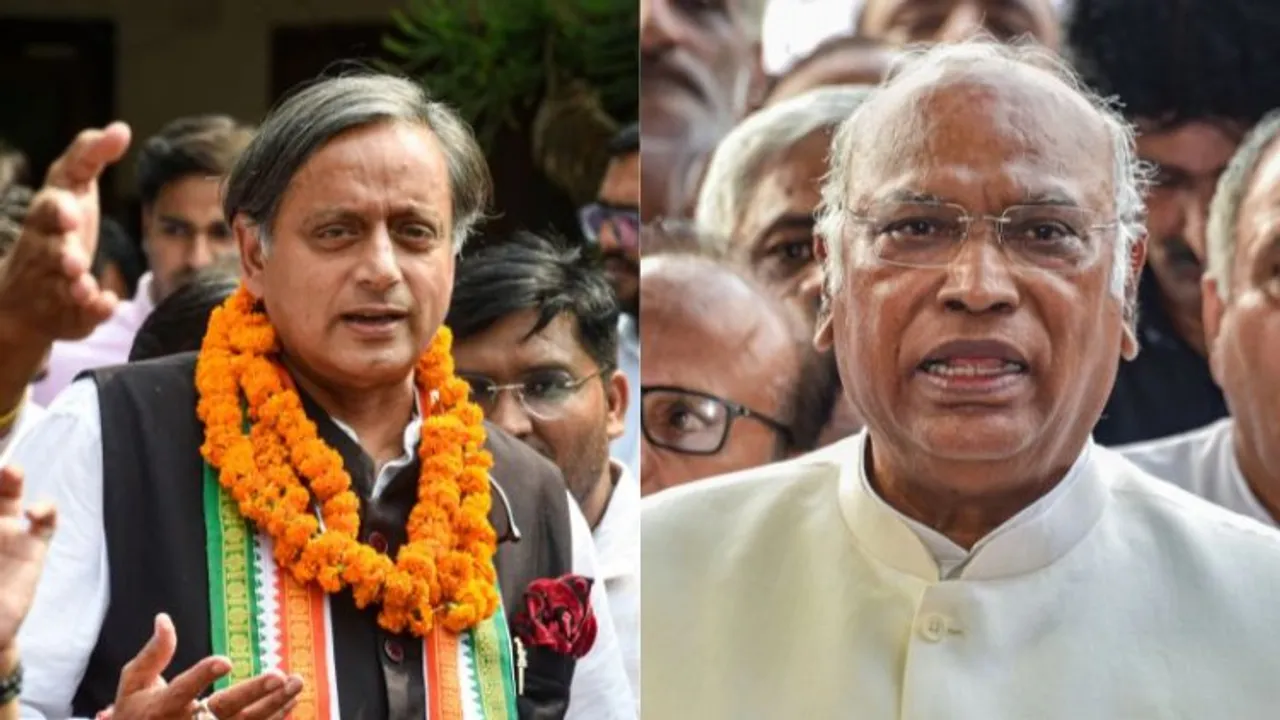 Shashi Tharoor (Left); Mallikarjun Kharge (Right)