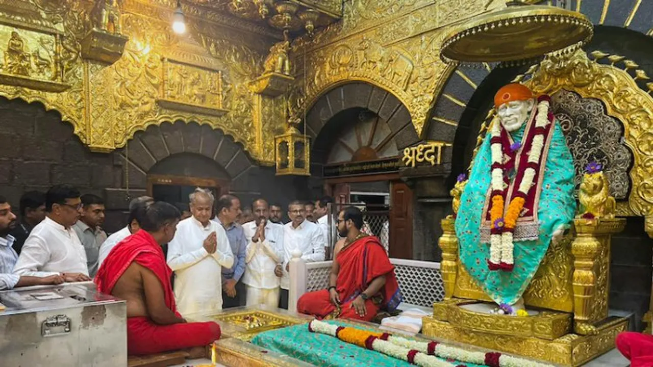 Rajasthan Chief Minister Ashok Gehlot at the Sai Baba temple, in Shirdi on Friday