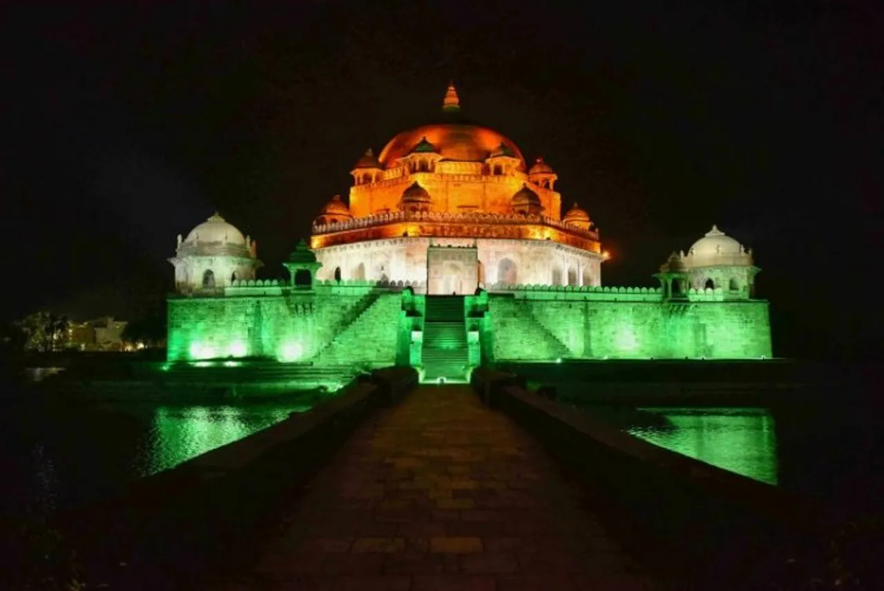 ASI-protected Sher Shah Suris Tomb in Bihars Rohtas district illuminated in tri-colour theme in August 2022. Three new heritage sites from Bihar are under consideration for being notified as centrally protected. 