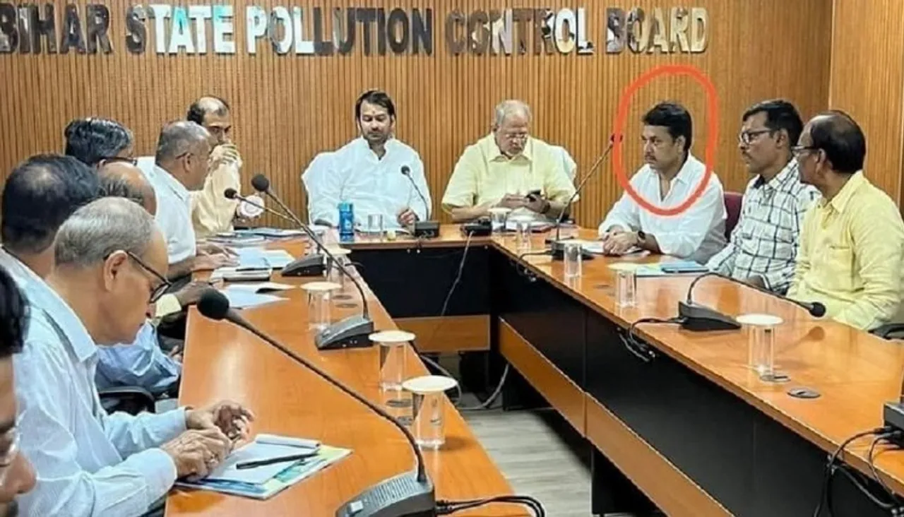 Tej Pratap Yadav seen along with his brother-in-law at a meeting with department officials