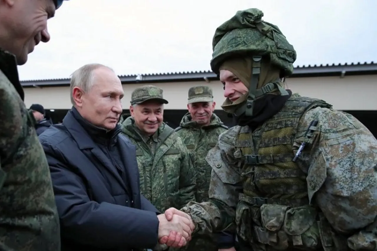 Russian President Vladimir Putin visiting mobilised reservists