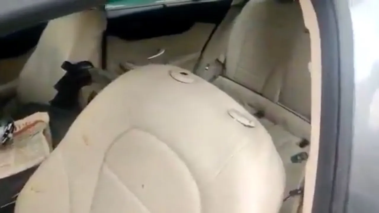 Videograb of the rear seat where Mistry was seated
