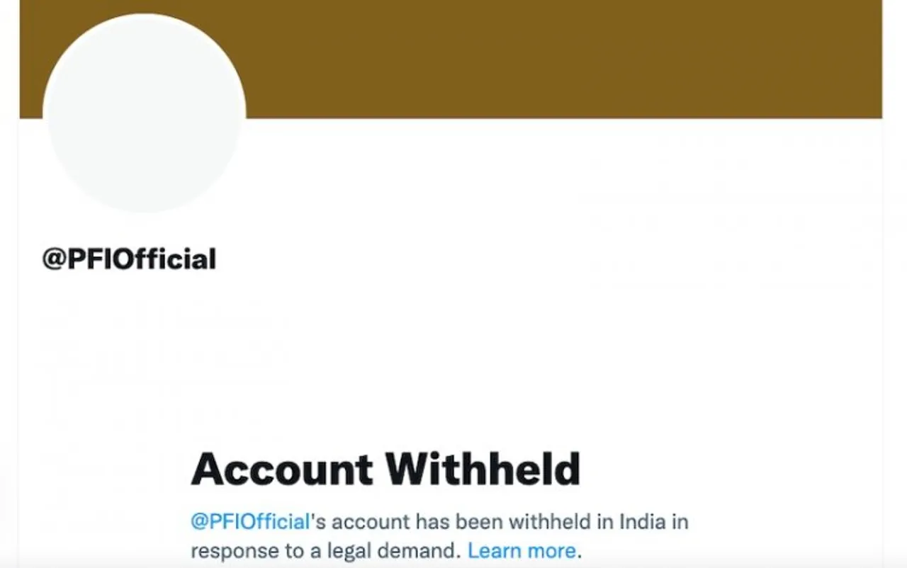 PFI's official Twitter account withheld in India