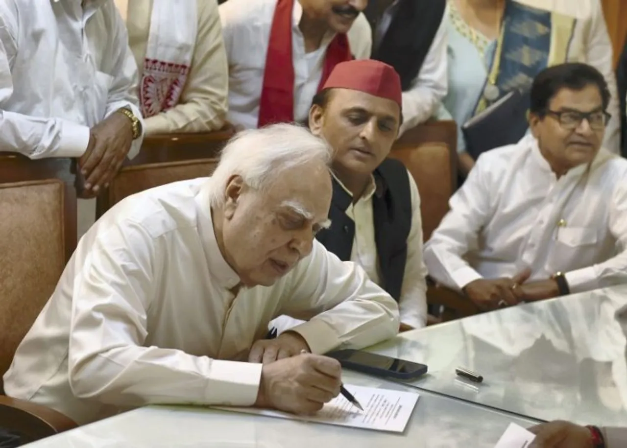Kapli Sibal filing Rajya Sabha Nomination as SP-backed Independent candidate