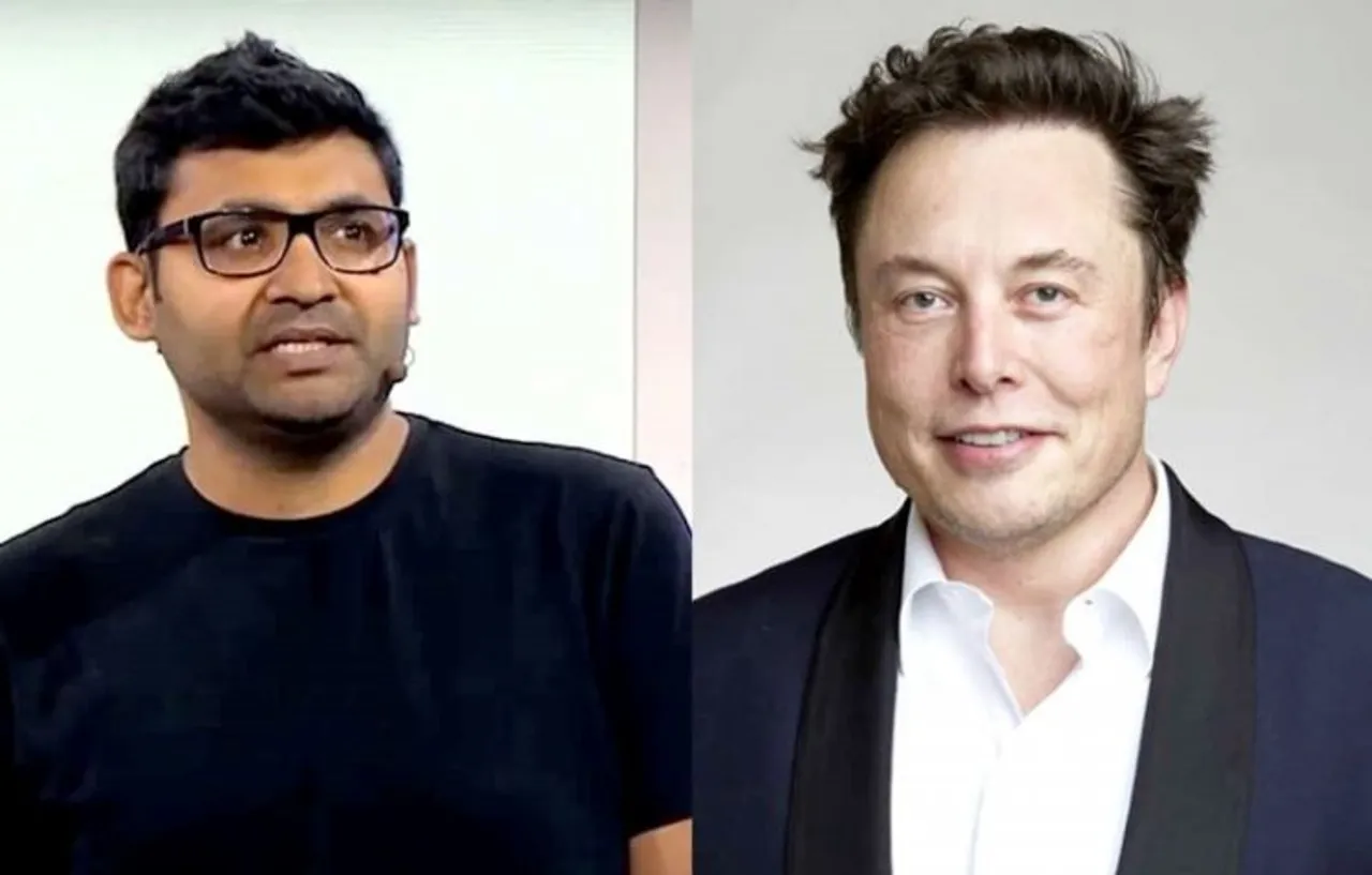 (Left) Parag Agrawal and Elon Musk (Right)