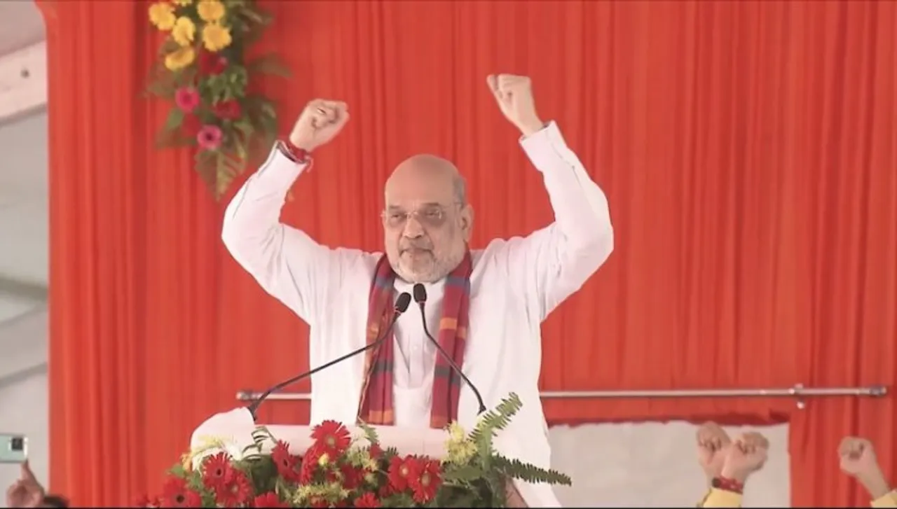 Amit Shah addressing a rally in Saran's Sitab Diara