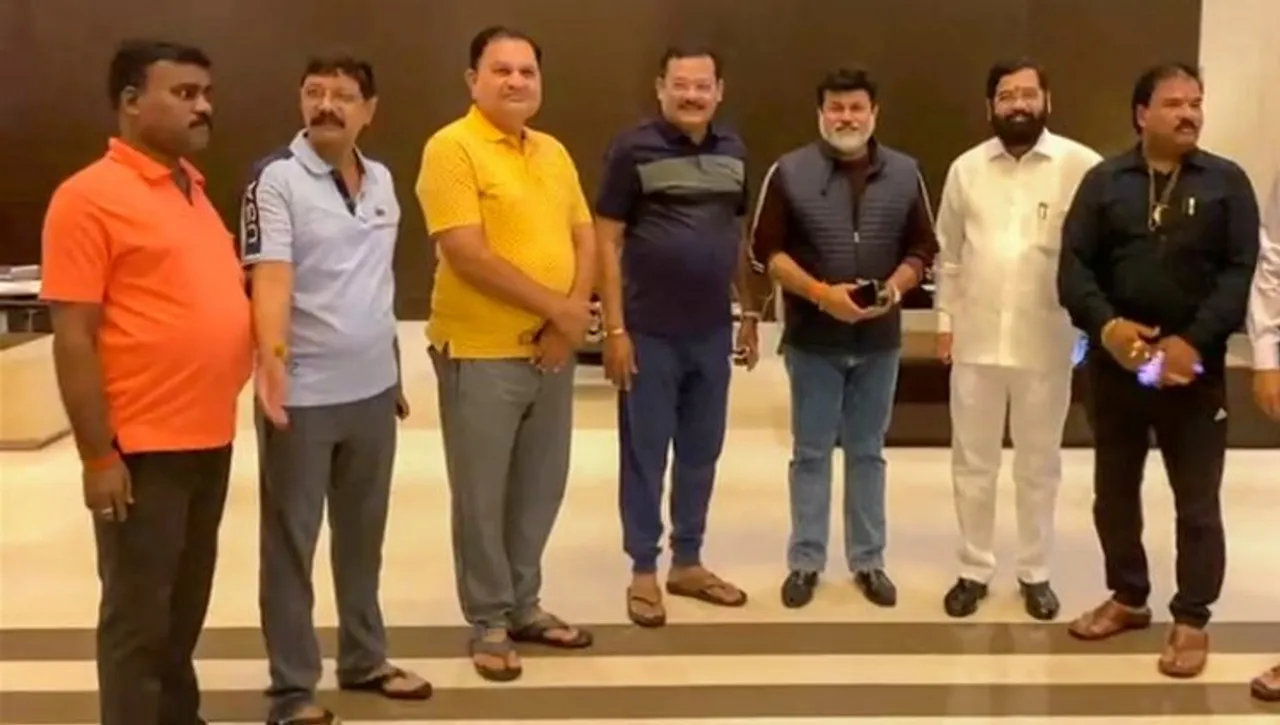 Rebel Shiv Sena leader Eknath Shinde and other supporting MLAs, at Radisson Blu Hotel in Guwahati