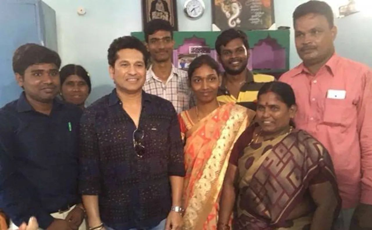 Sachin Tendulkar visits his adopted village Puttamraju Kandrika 