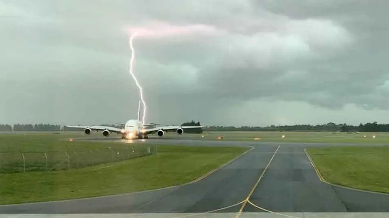 Viral Picture: Lightning Strikes Near Plane At New Zealand's Christchurch Airport 