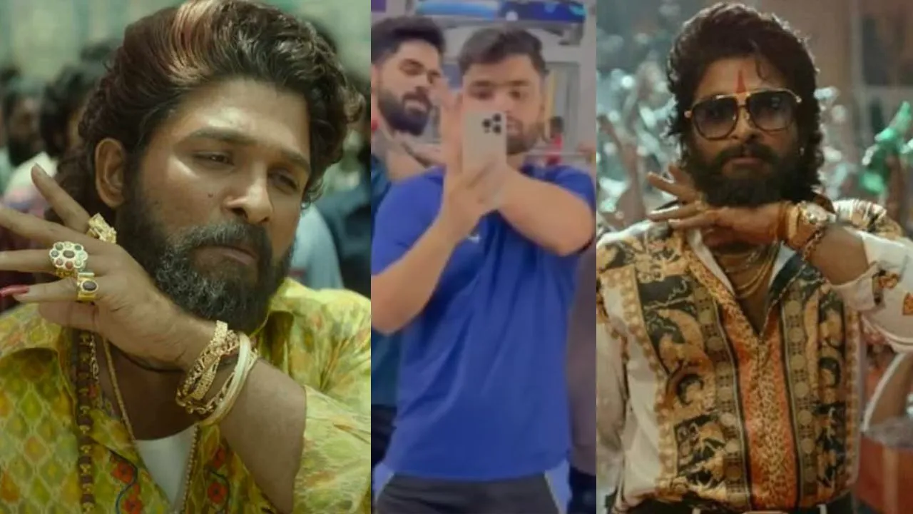 Star Cricketer Rinku Singh copies Allu Arjun's Pushpa style watch video 