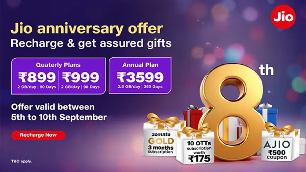 Jio Announces 8th Anniversary Prepaid Plan