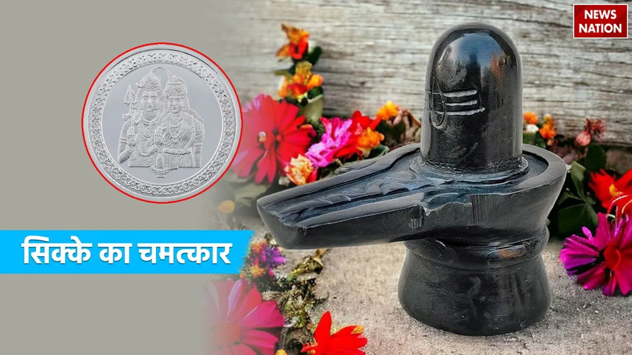 Silver Coin on Shivling