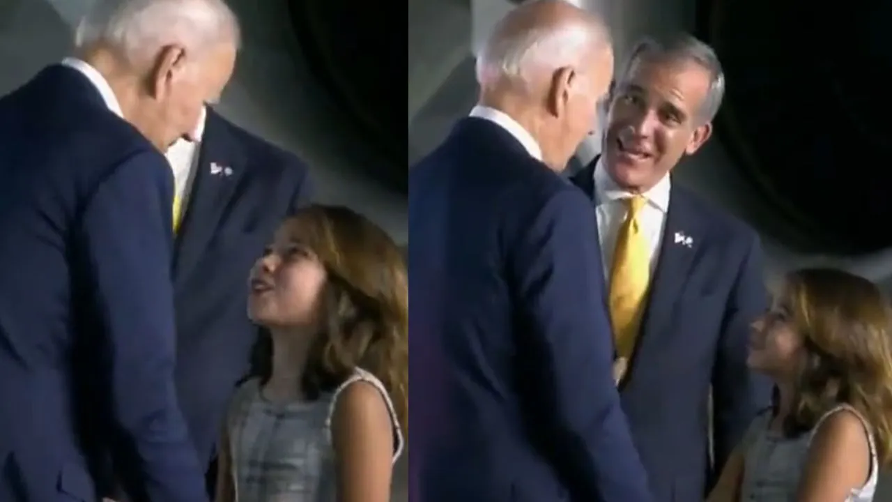 Which girl did Joe Biden meet at the airport