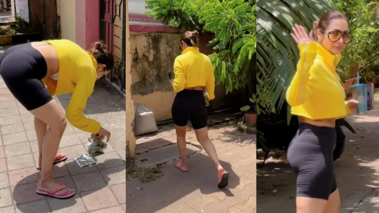 Malaika Arora picking garbage