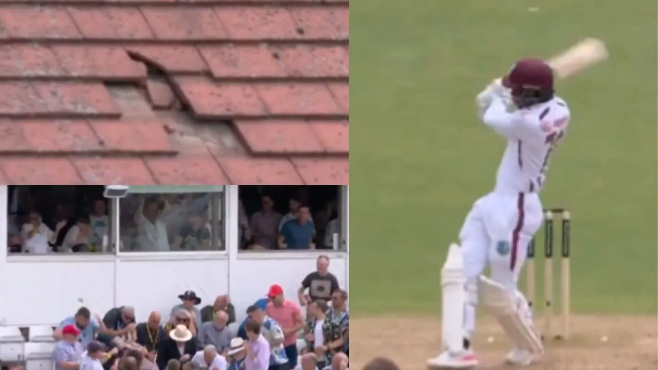 ENG vs WI Roof broken by Shamar Joseph six