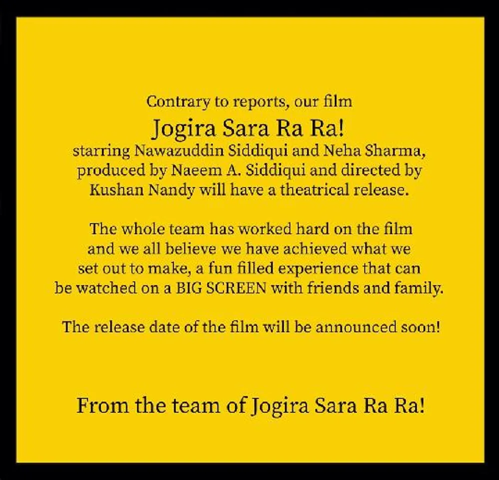 Jogira Sara Ra Ra Will Release Theatrically, Confirms Makers!