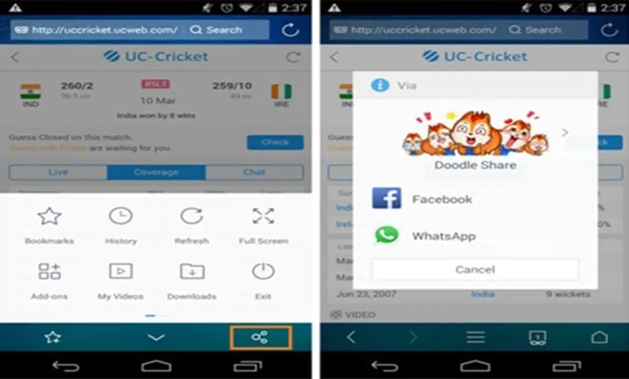 uc browser doodle sharing