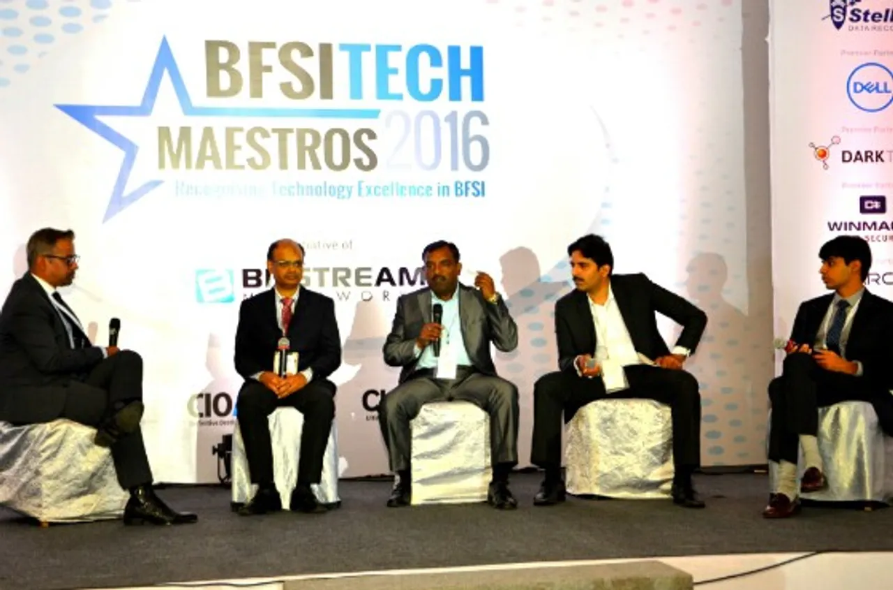 Mr. Trishneet Arora CEO TAC Security at the extreme right corner present at the BFSI Tech Maestros Awards Conclave