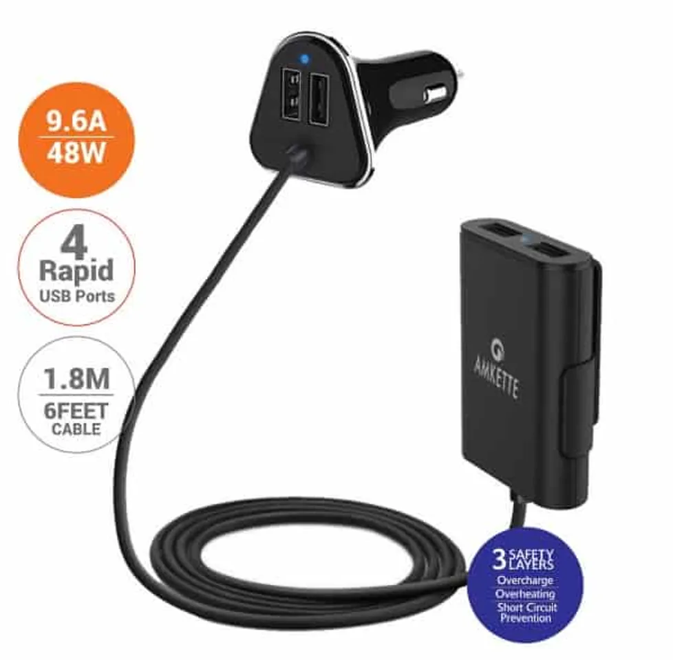 Amkette Launches 4 Port Front & Back Seat Car Charger PowerPro