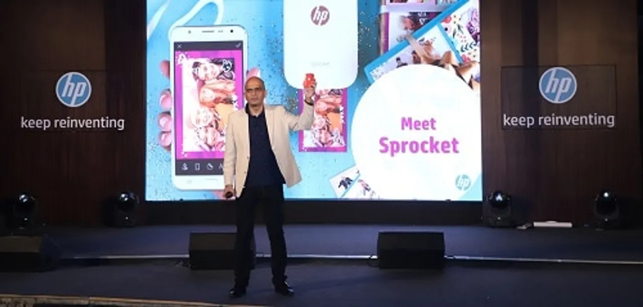 Raj Kumar Rishi, Senior Director, Printing Systems, HP Inc. India at the launch of Sprocket photo printer