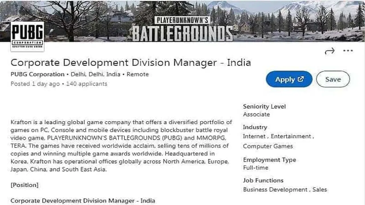 PUBG Mobile Is Making a Return to India Linkedin Post Confirms