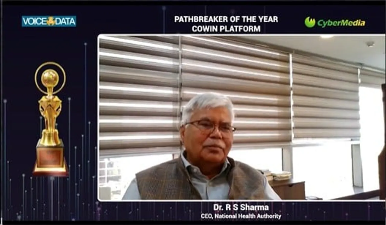 CoWin led by Dr. RS Sharma wins 'Voice & Data Pathbreaker of the year, 2021' award