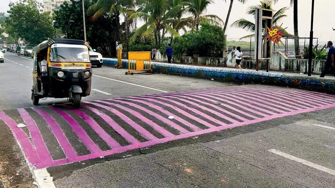 Mumbai Creates Pink Speed Breakers to Raise Awareness for Breast Cancer