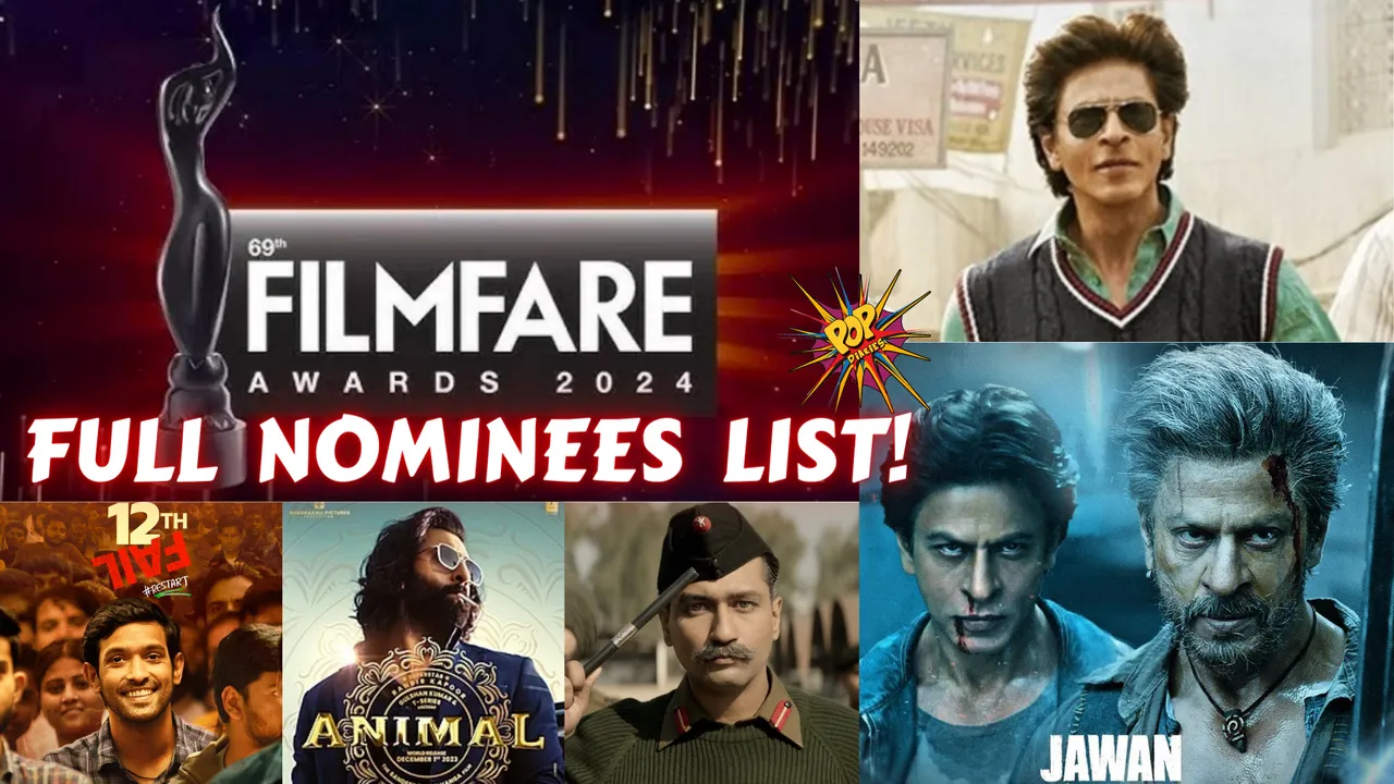 1 Filmfare Awards 2024 Nomination full list is out King Shah Rukh Khan gets Best Actor Nomination for 2 Roles jawan pathaan dunki 12th Fail Earns Place in Key Categories Animal Tops with 19 nods.png