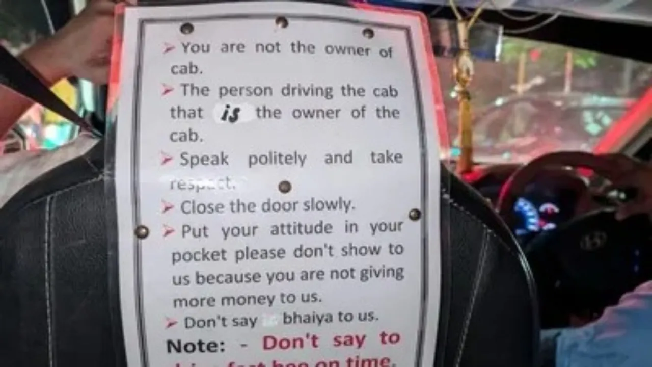Cab Driver's List of Passenger Rules Sparks Online Debate