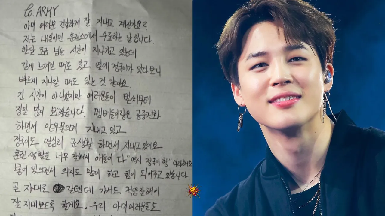 Jimin's  Shares Heartfelt Letter A Symphony of Love and Support from BTS to ARMY
