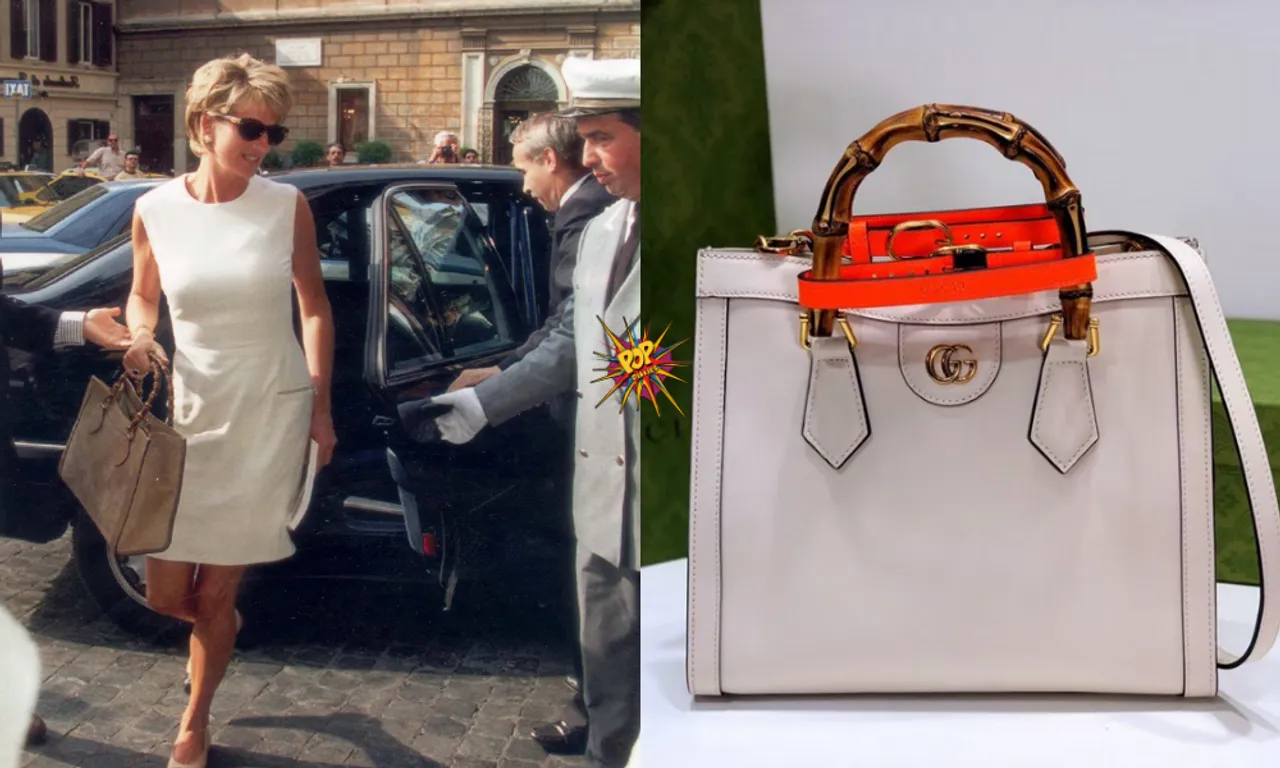 Princess Diana with her Gucci tote bag