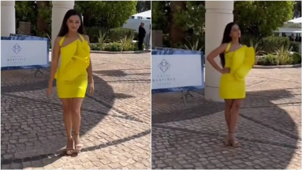 TV star Helly Shah has reached Cannes. She shared her first look from the film festival wearing a yellow outfit.