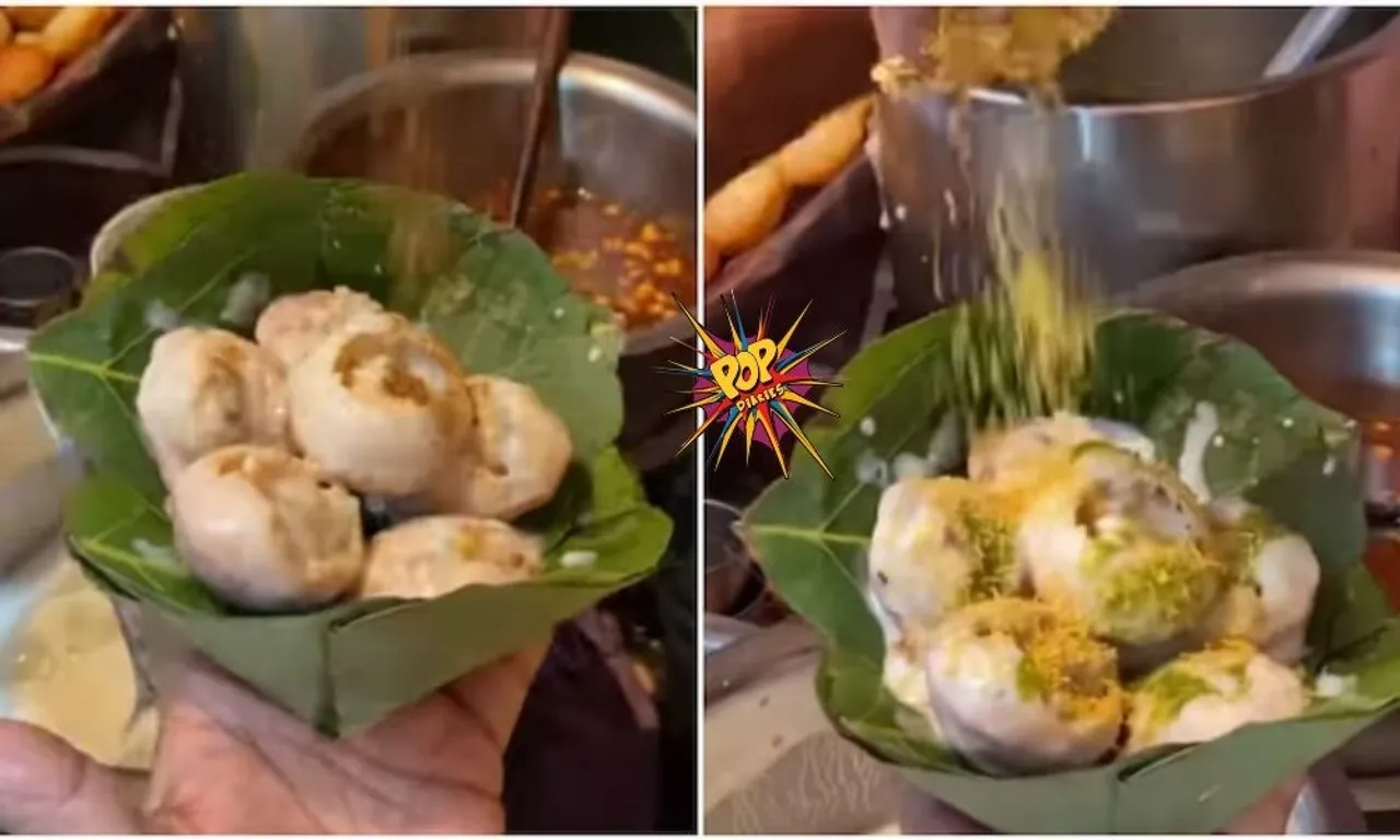 Viral video: See the Delhi street food vendor serves gol gappas in leaf.