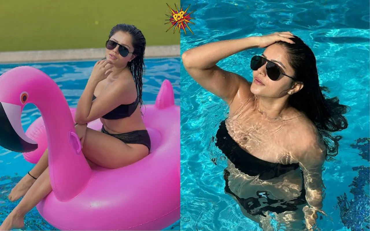 Rubina Dilaik shares bikini pictures from her swimming pool session.