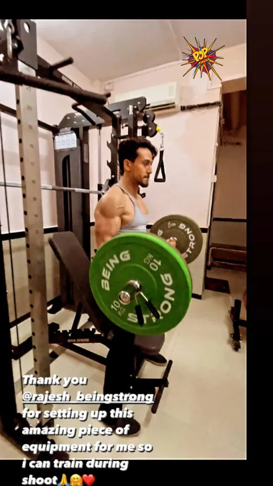 <em>Tiger Shroff shares an image of his gym on current set!</em>