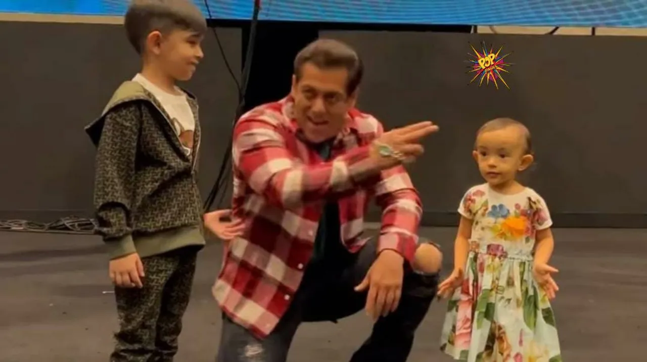 Salman Khan entertains his niece and nephew and dances for them.