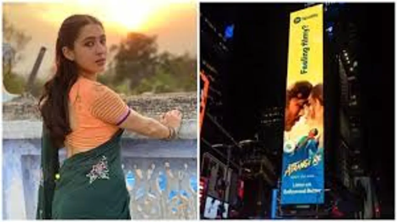 Sara Ali Khan is elated with her dream actualising, Atrangi Re poster shows at Times Square, New York!