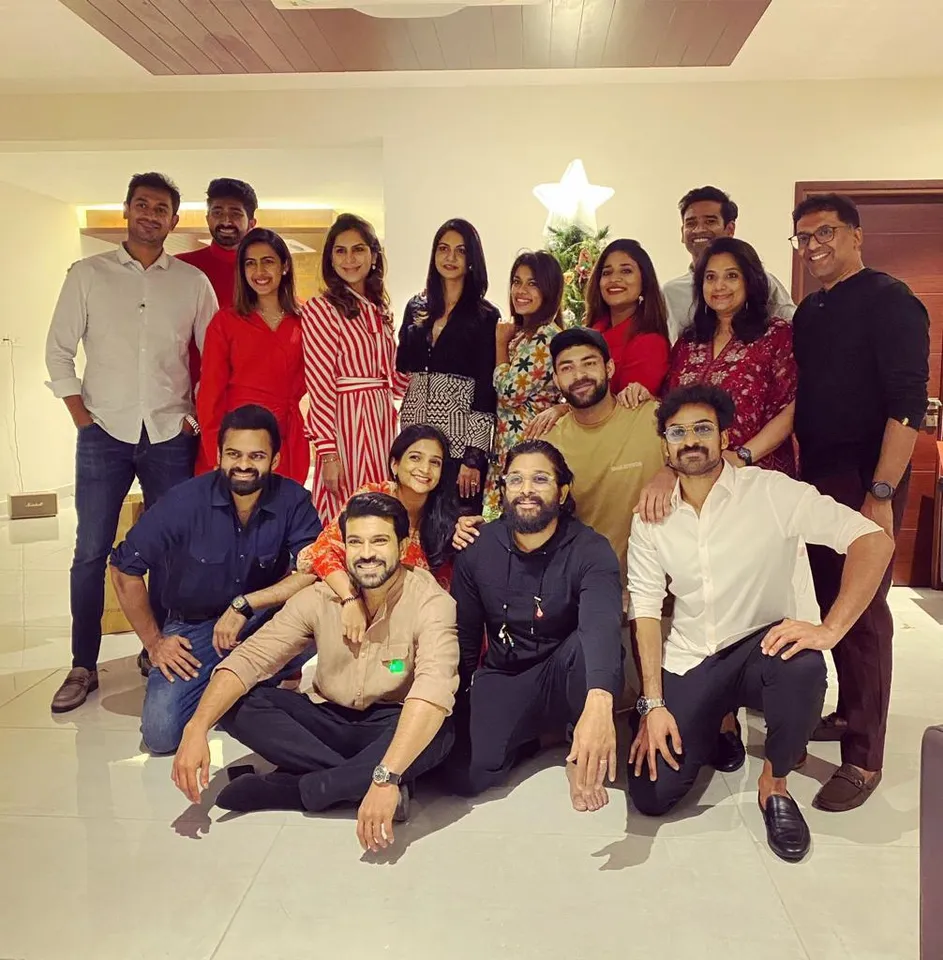 Megastar Ram Charan rings in Christmas celebrations with his star cousins !