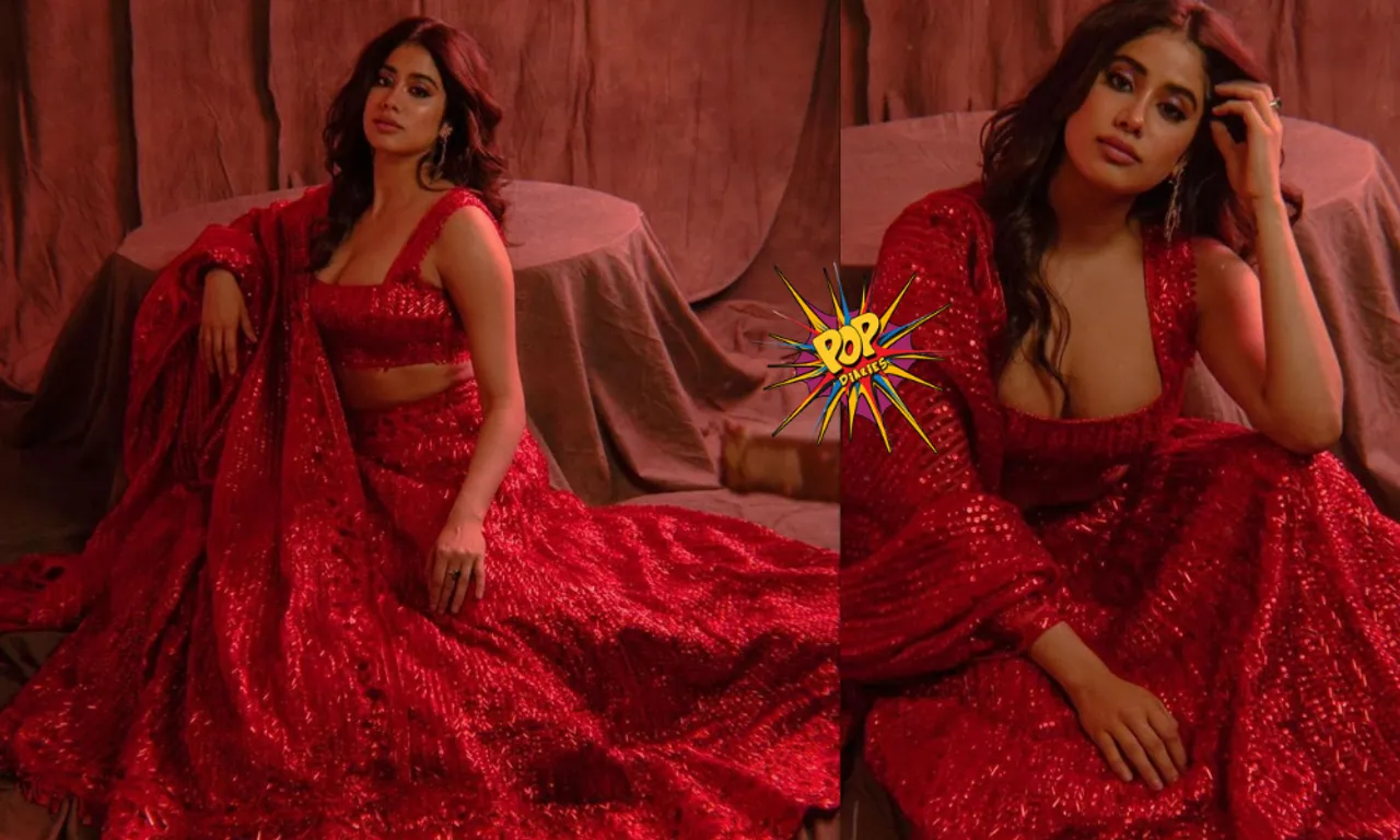 Photos: Janhvi Kapoor looks Gorgeous in Red Lehenga by Manish Malhotra