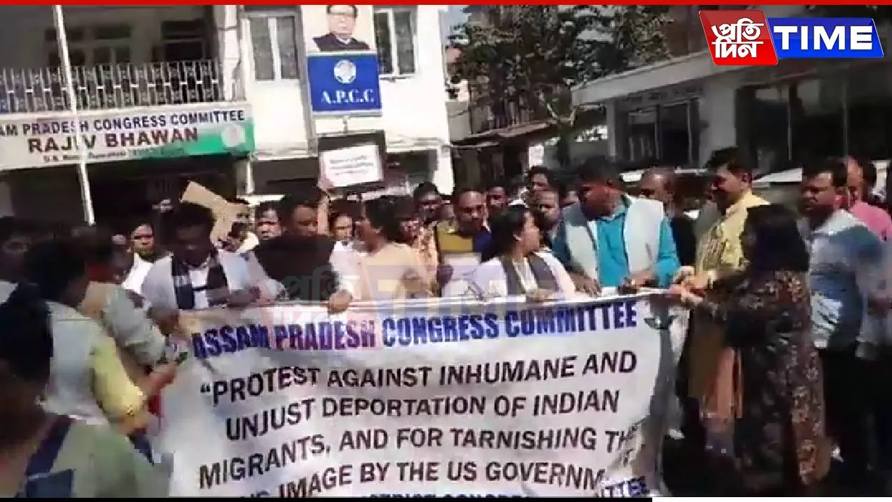 ‘Humans, Not Prisoners’: APCC Stages Protest in Guwahati Over US Deportation