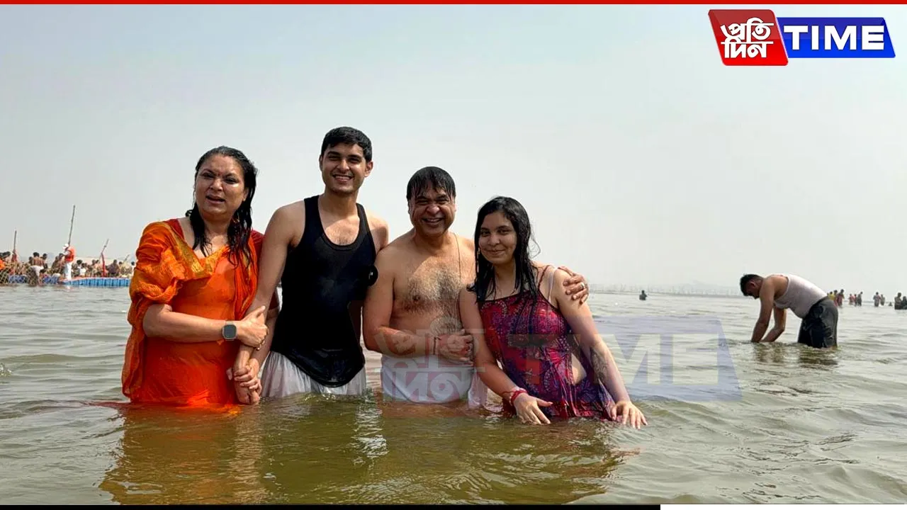 Maha Kumbh: CM Sarma, Family Take Holy Dip at Triveni Sangam
