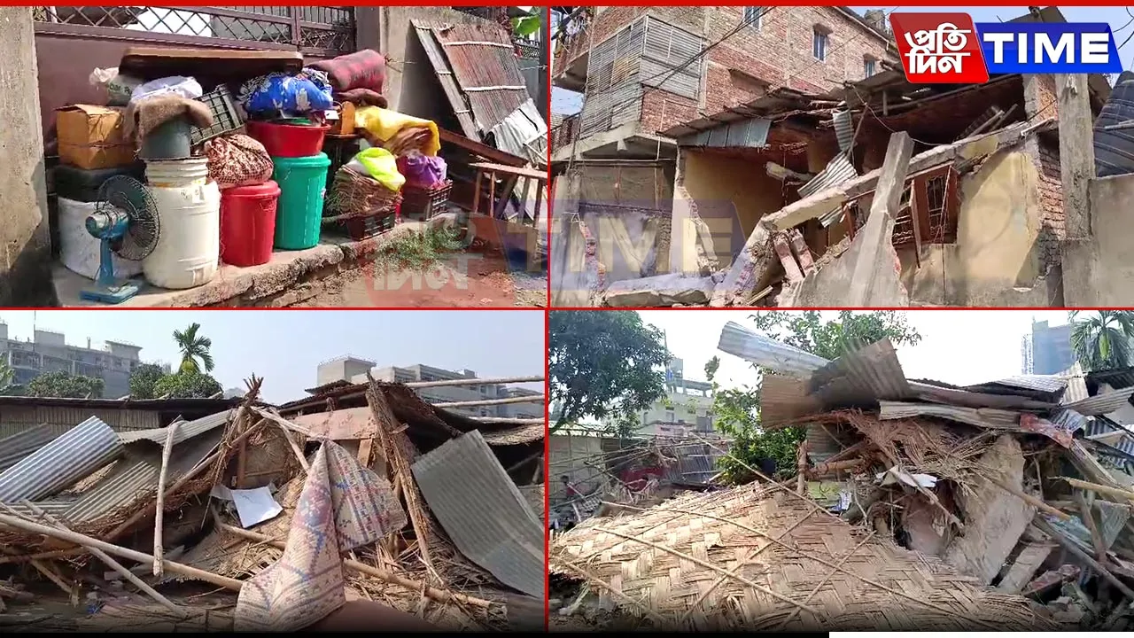 Birubari Eviction Drive: 11 Houses Razed Amid Tight Security
