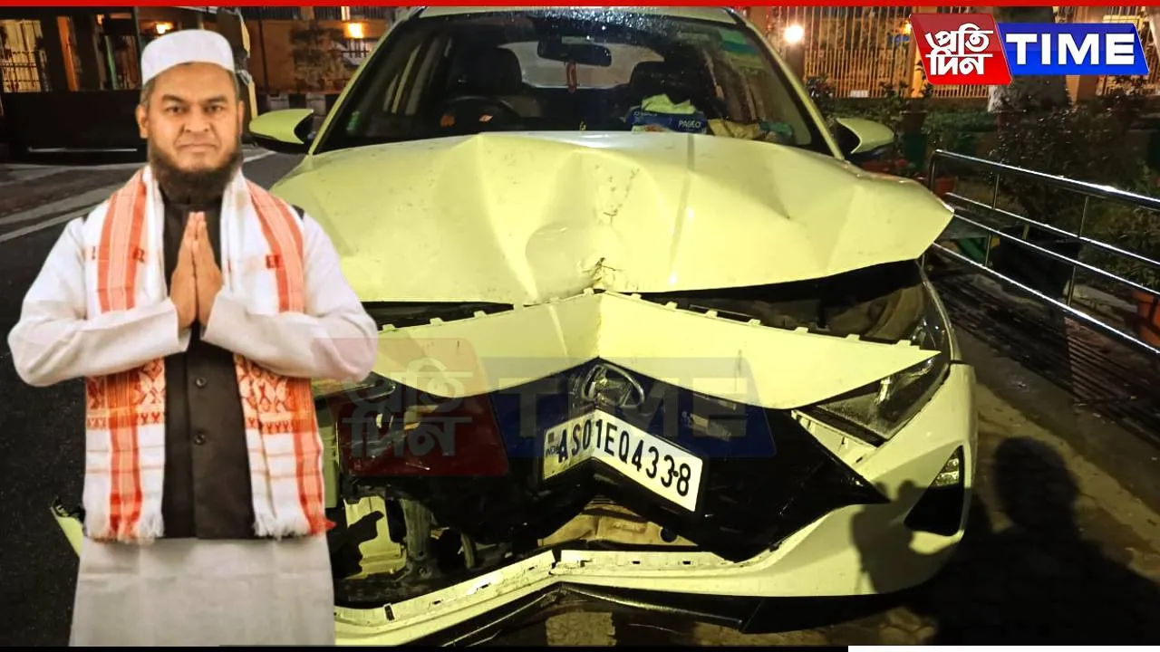 Car Crashes Near Guwahati MLA Complex, MLA Aminul Islam Helps