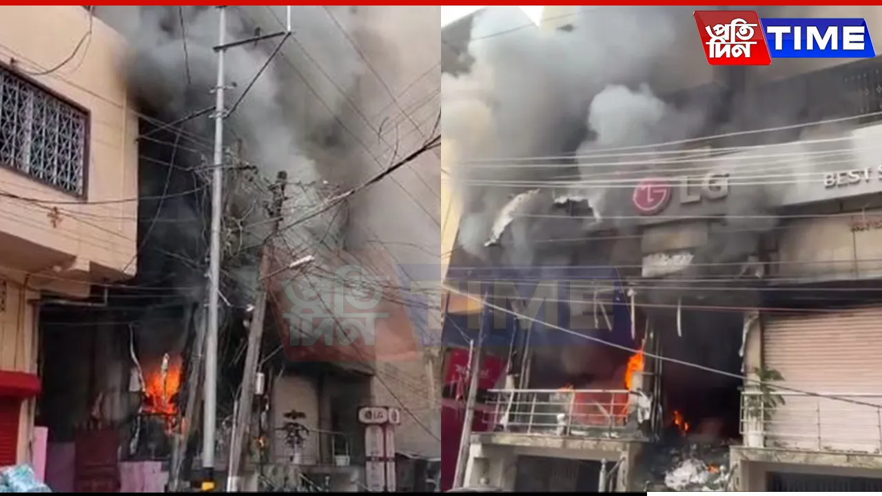 Massive Fire Guts Electronics Showroom in Assam's Jorhat