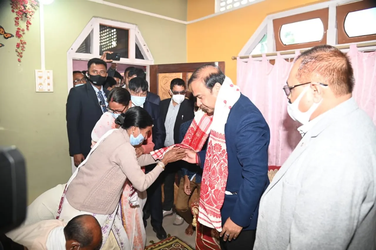 Assam CM Sarma Visits Residence Of Animesh Bhuyan Killed In Jorhat Lynching