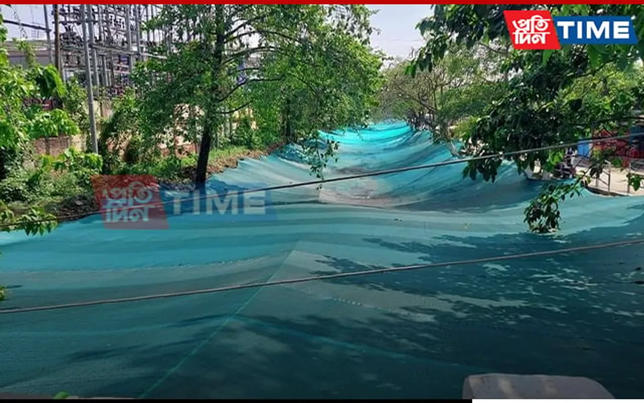 Amid IPL Match, GMDA Covers 'Mora Bharalu' River With Blue Tarpaulin! 